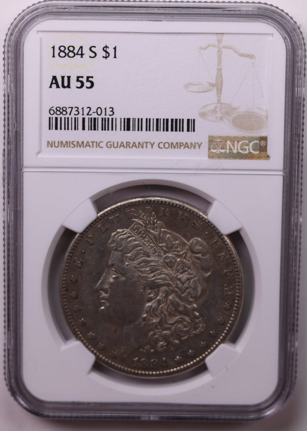 1884-S Morgan Silver Dollar., NGC AU-55., Store #1676