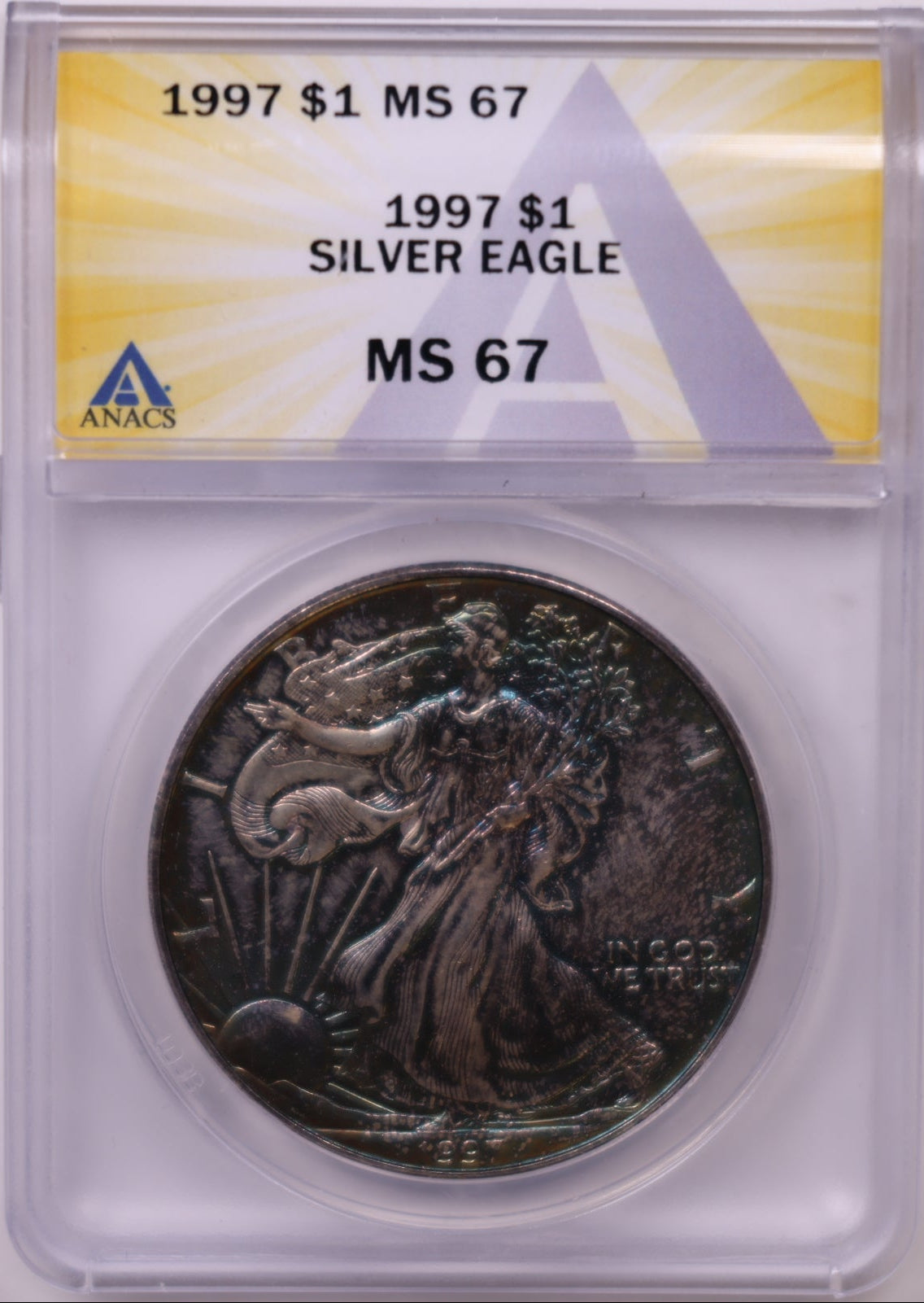 1997 American Silver Eagle Toner, ANACS MS-67, Store#AE0307
