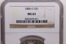 1884-O Morgan Silver Dollar., NGC Certified MS-63., Store Sale