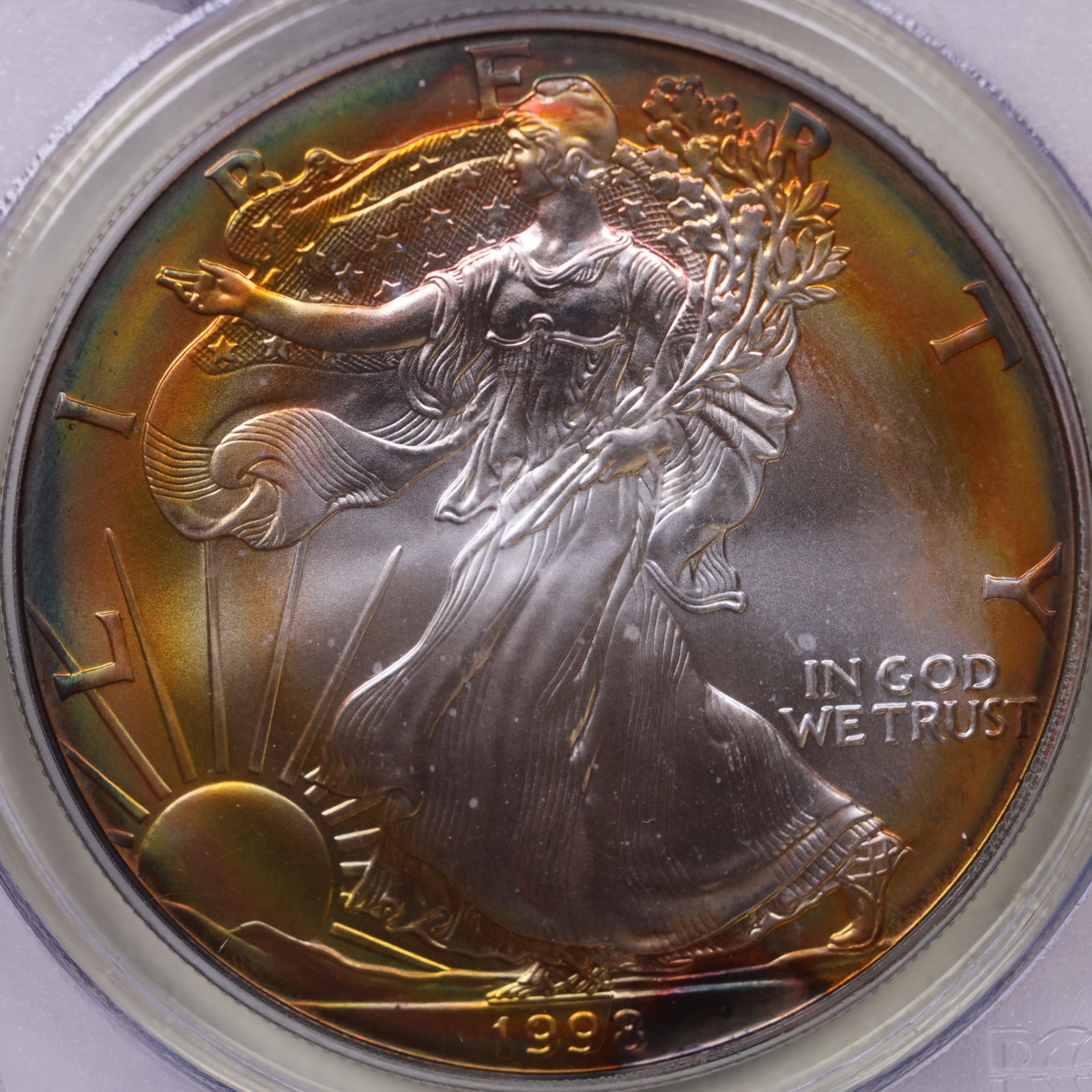 1998 American Silver Eagle Toner, PCGS MS-68, Store#AE0308