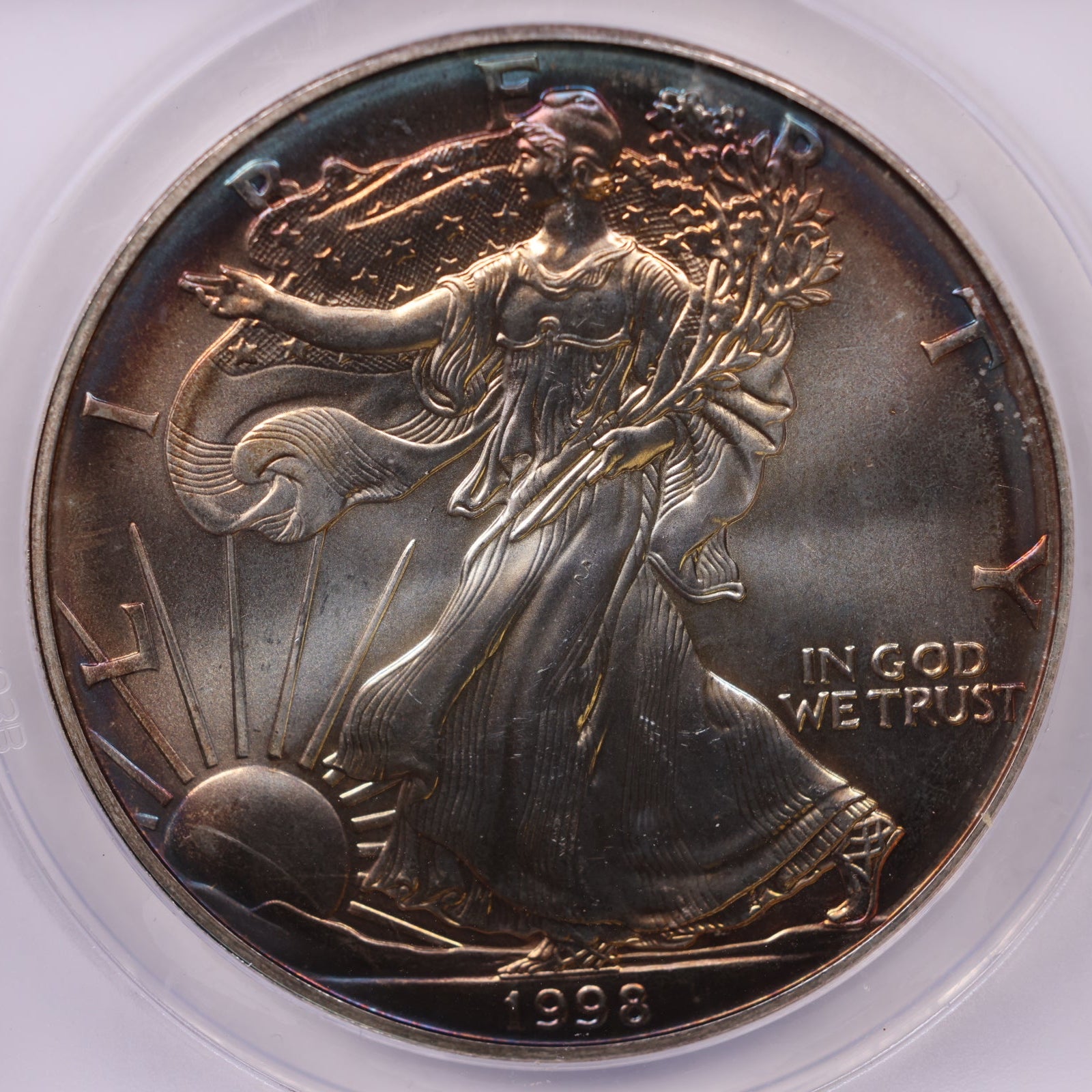 1998 American Silver Eagle Toner, ANACS MS-67, Store#AE0309
