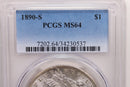 1890-S Morgan Silver Dollar., PCGS Certified MS-64., Store Sale