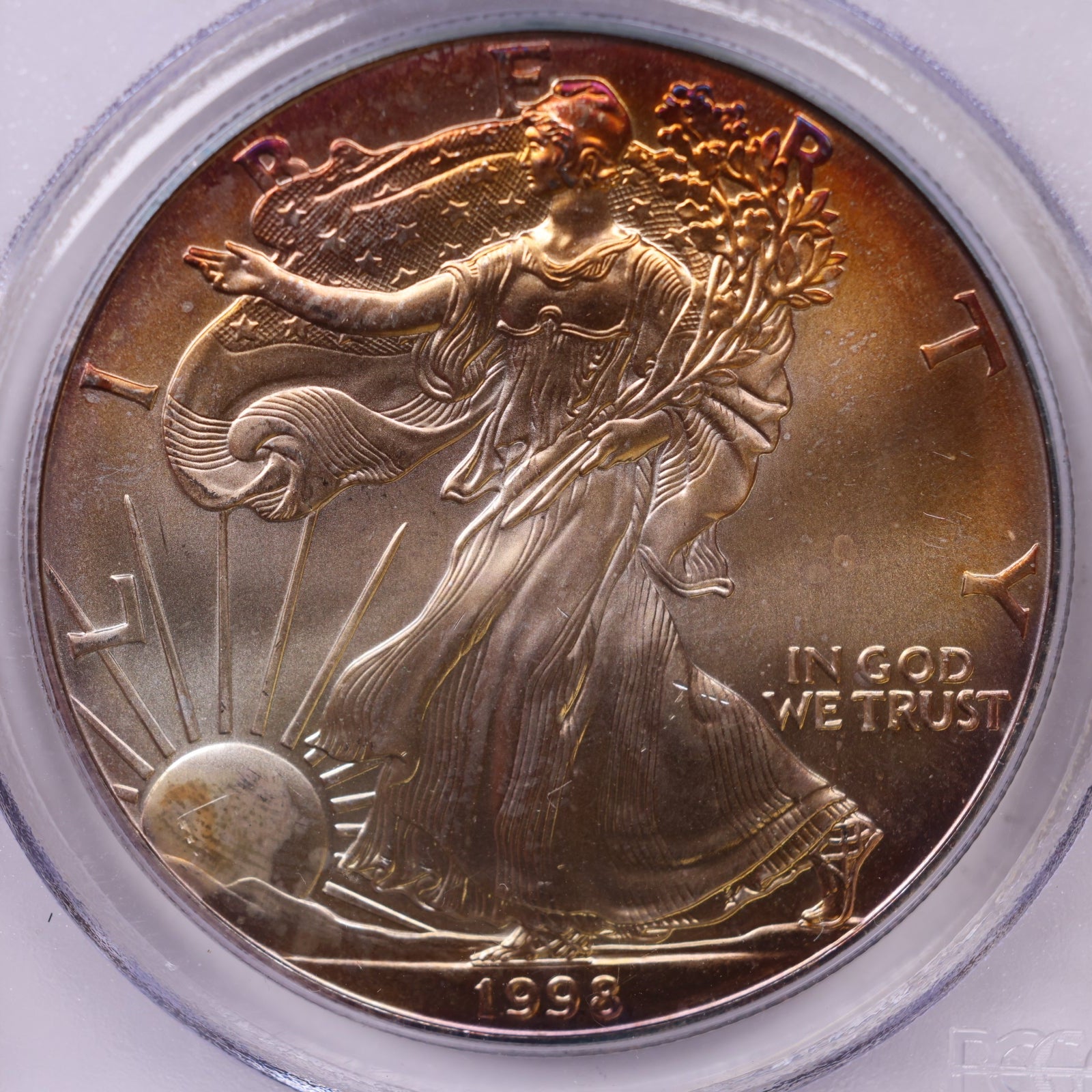 1998 American Silver Eagle Toner, PCGS MS-66, Store#AE0310