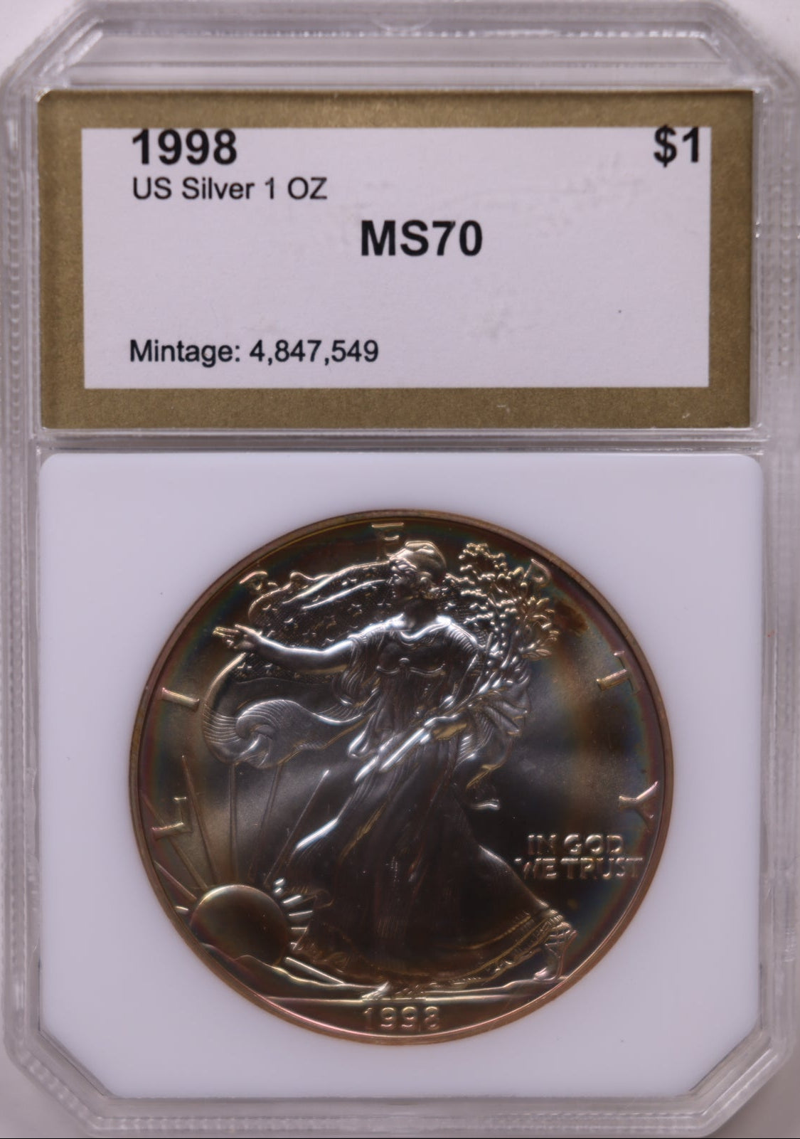 1998 American Silver Eagle Toner, MS-70, Store#AE0311