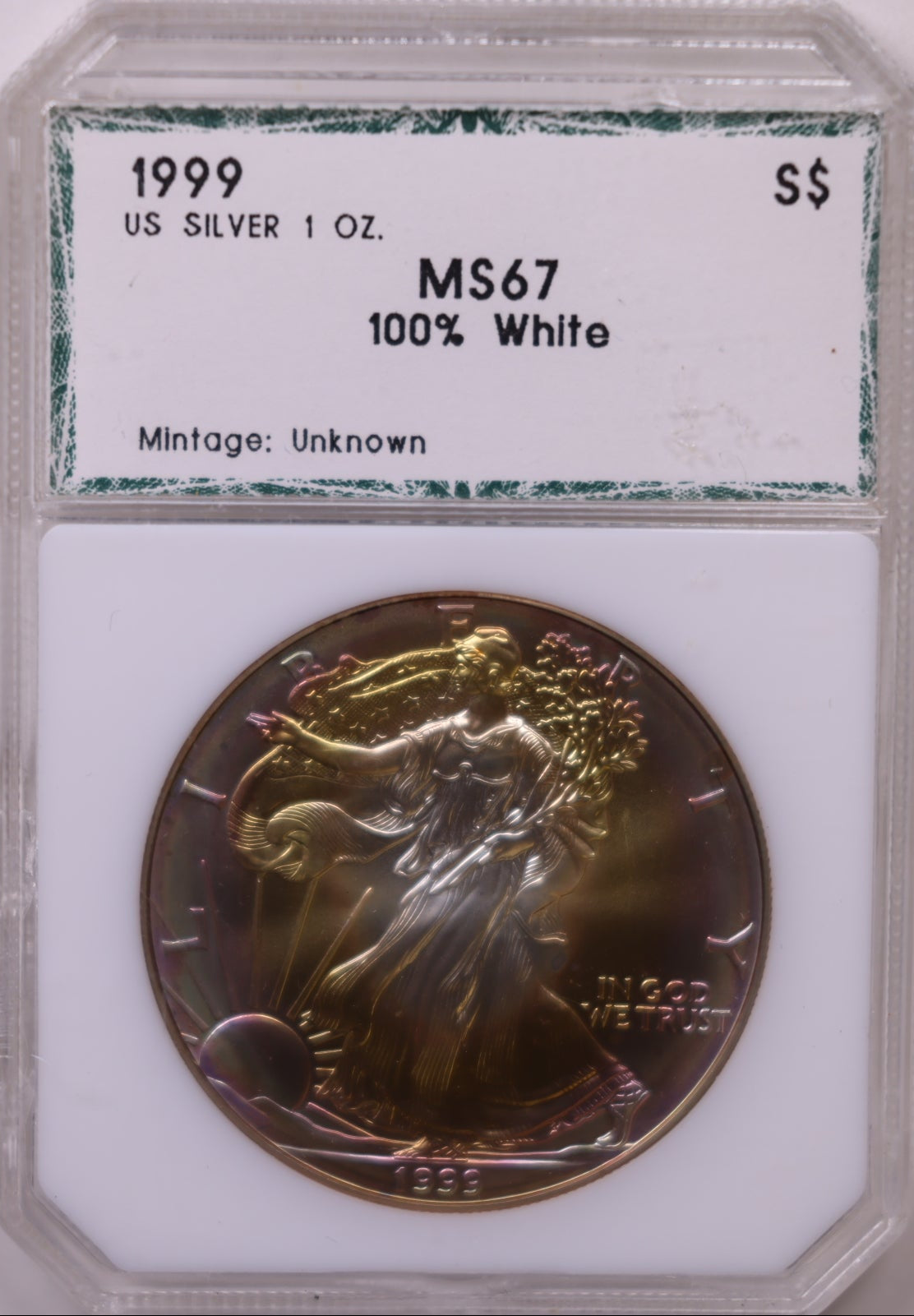 1999 American Silver Eagle Toner, MS-67, Store#AE0313
