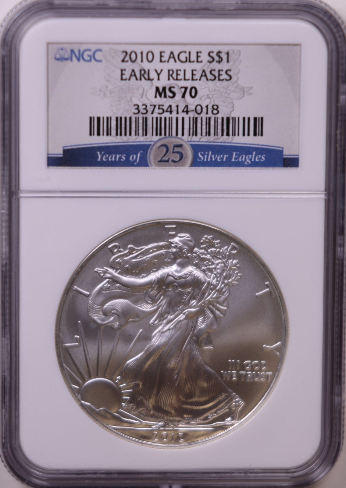 2010 American Silver Eagle, Early Release, NGC MS-70, Store#AE0321