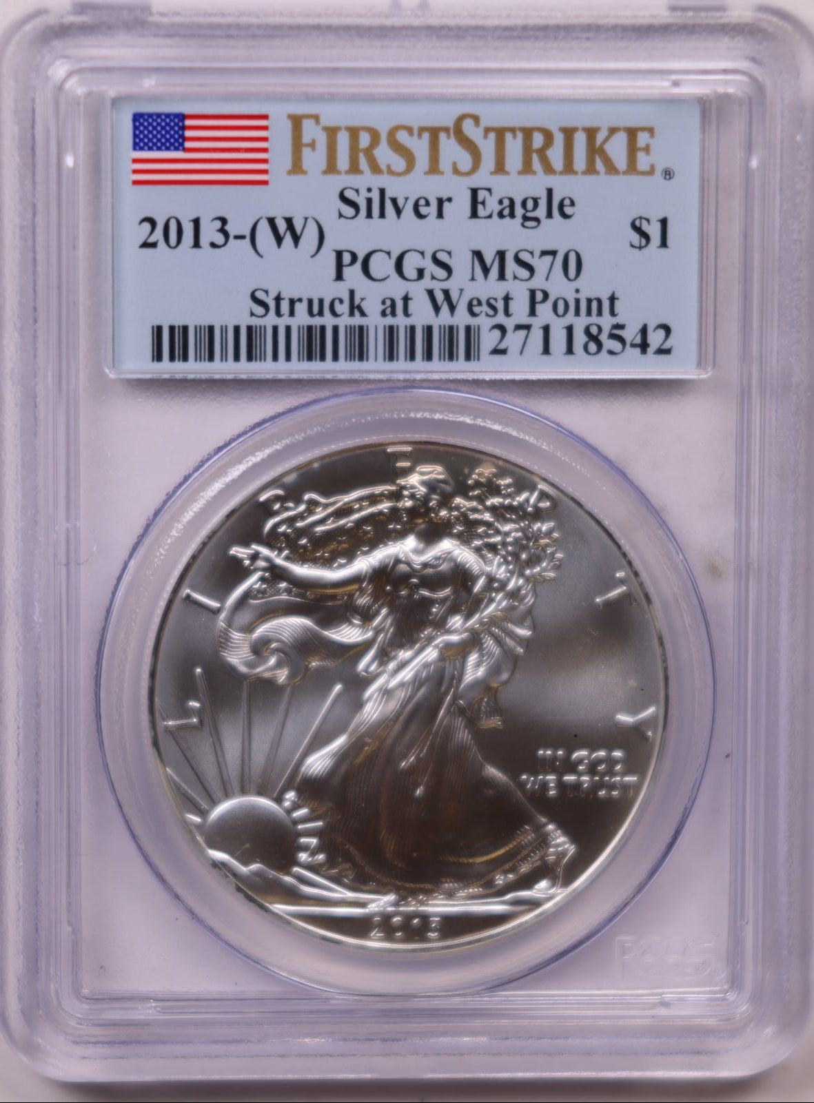 2013 (W) American Silver Eagle, First Strike, PCGS MS-70, Store#AE0327