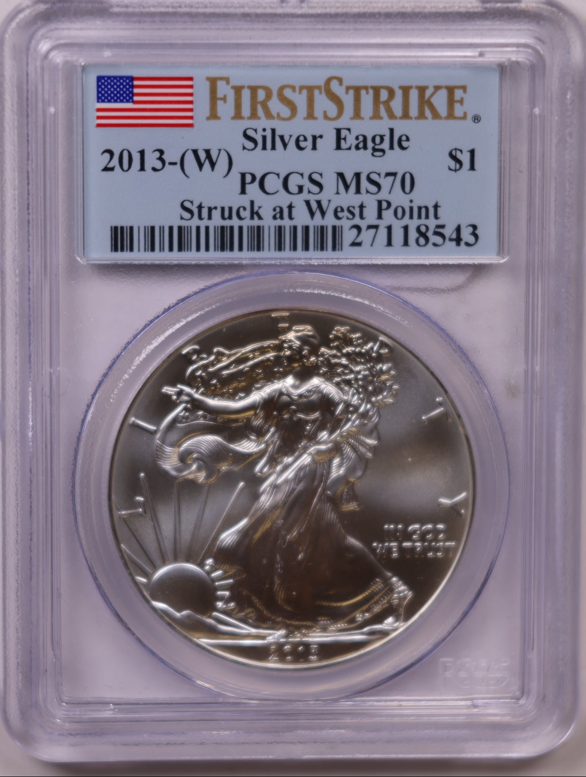 2013 (W) American Silver Eagle, First Strike, PCGS MS-70, Store#AE0328