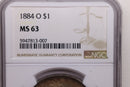 1884-O Morgan Silver Dollar., NGC Certified MS-63., Store Sale