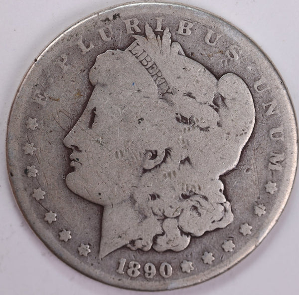 1890-CC Morgan Silver Dollar, About Good Circulated Coin. Store #DR0342