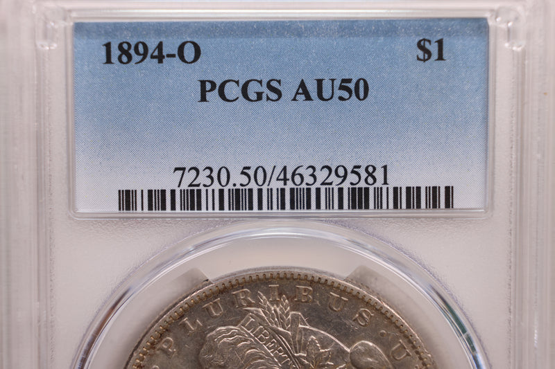 1894-O Morgan Silver Dollar., PCGS AU-50, Circulated Coin., Store Sale