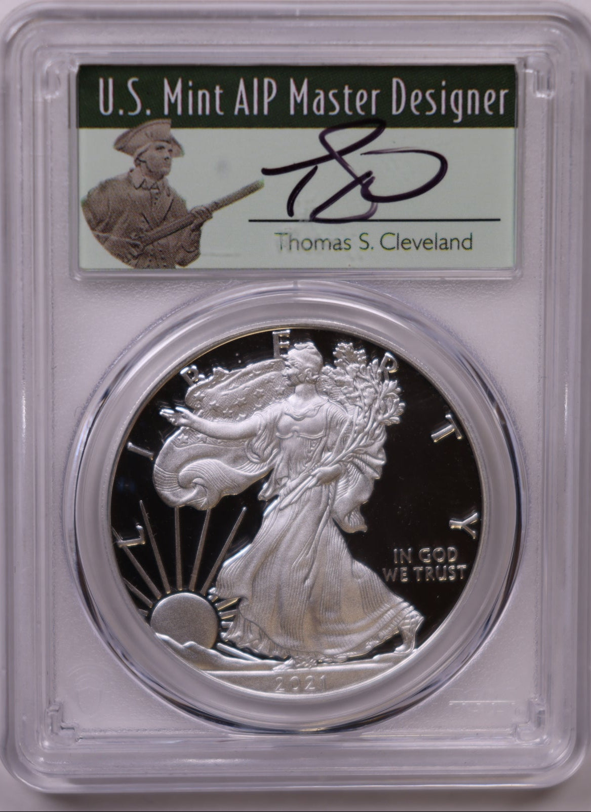 2021-W American Silver Eagle Type 1, First Day of Issue, PCGS PR-70DCAM, Store#AE0354
