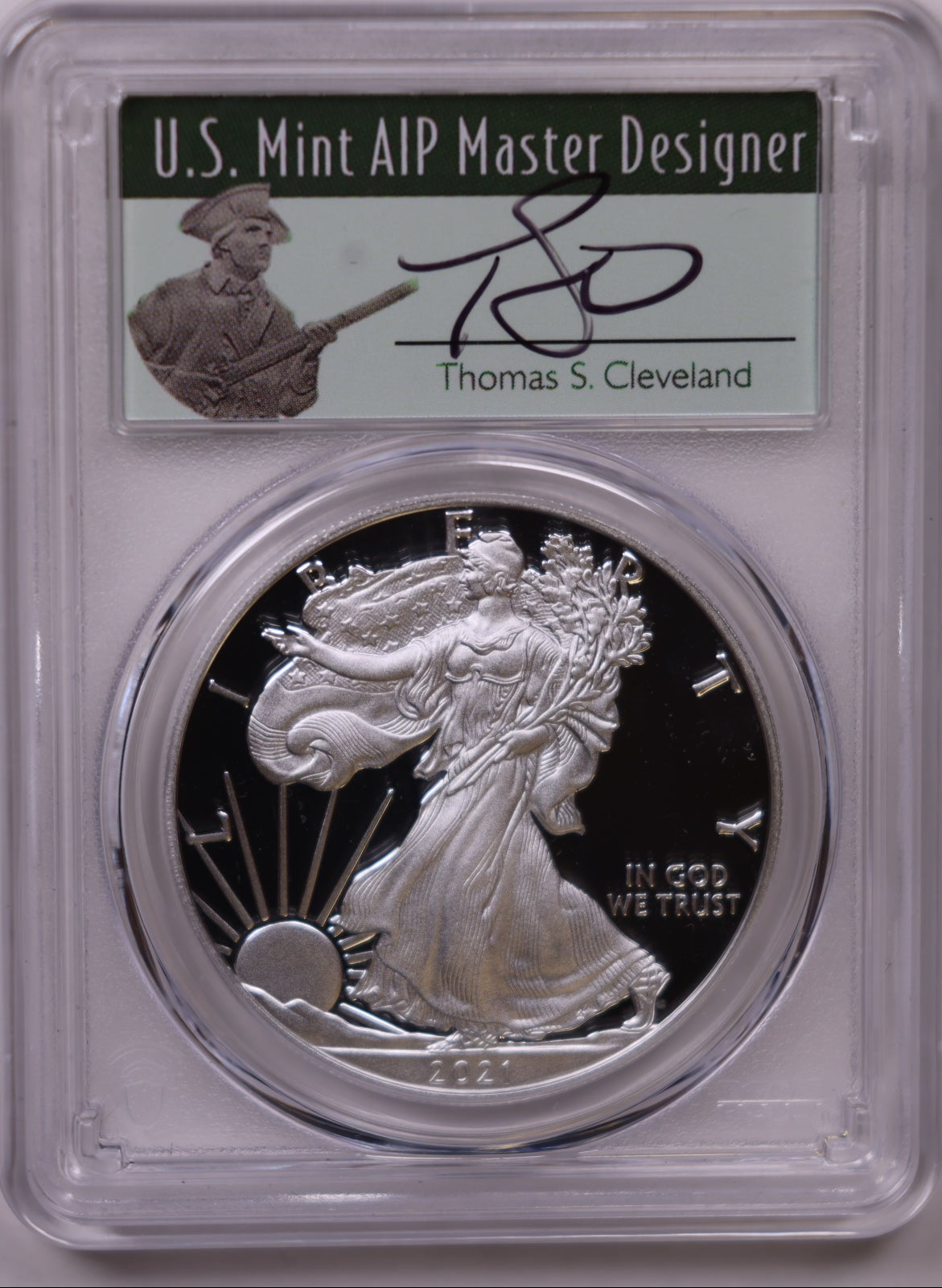 2021-W American Silver Eagle Type 1, First Day of Issue, PCGS PR-70DCAM, Store#AE0355