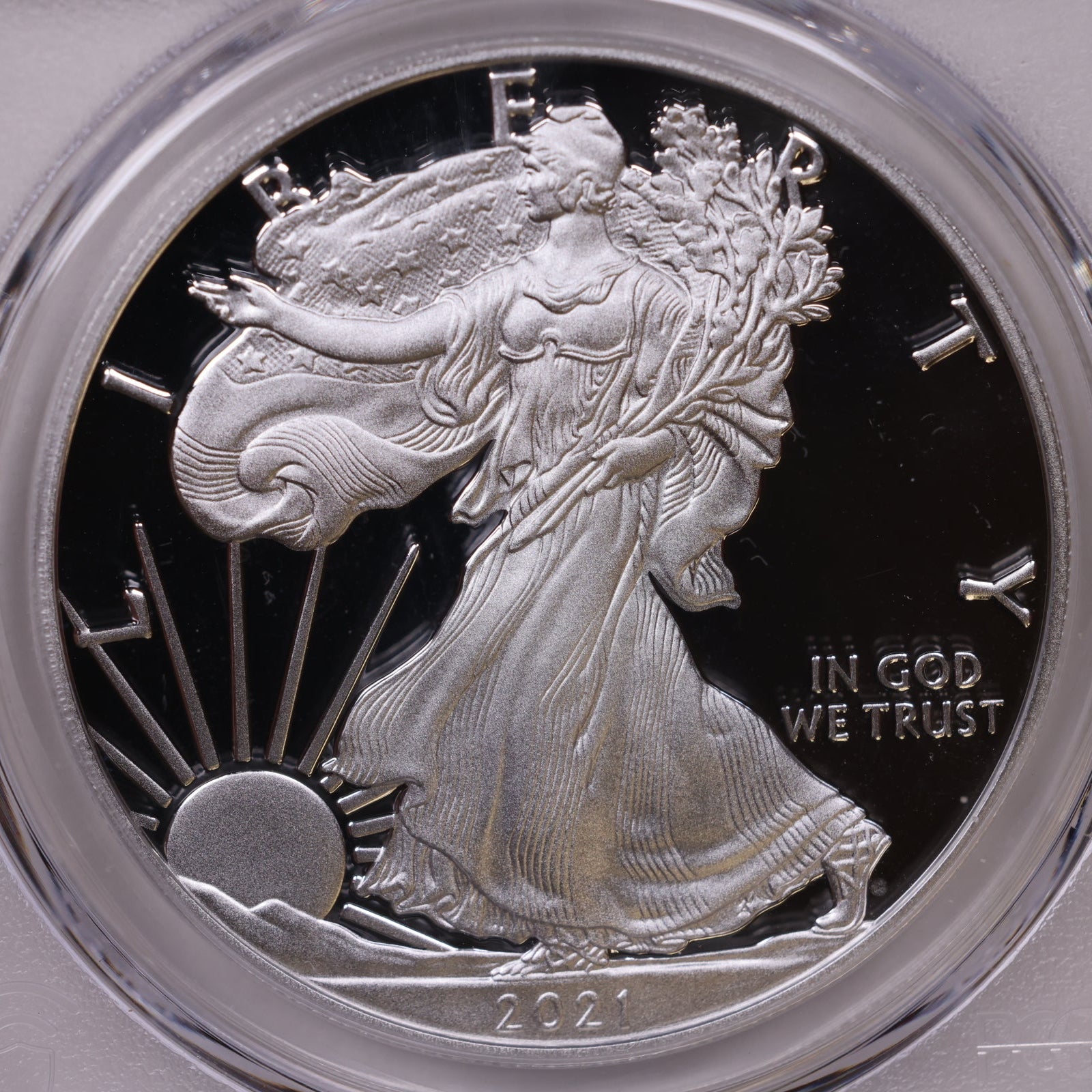 2021-W American Silver Eagle Type 1, First Day of Issue, PCGS PR-70DCAM, Store#AE0355