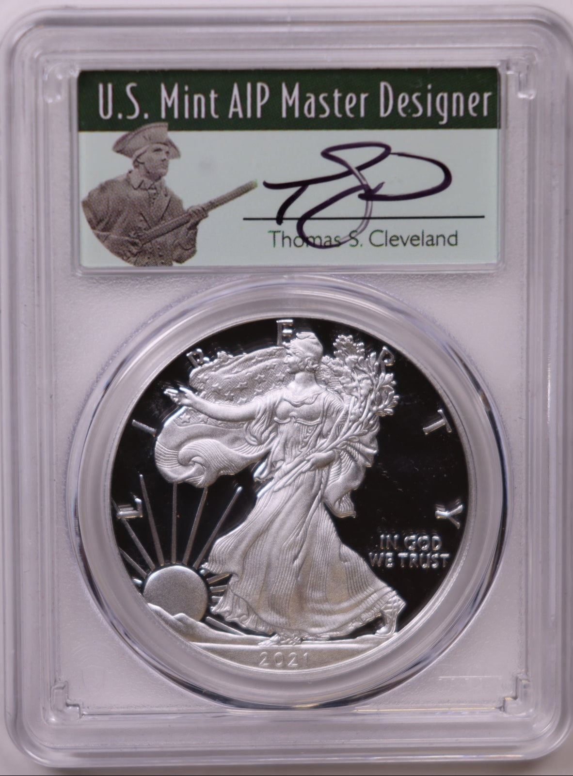 2021-W American Silver Eagle Type 1, First Day of Issue, PCGS PR-70DCAM, Store#AE0356