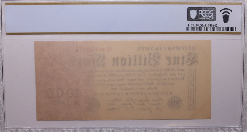 1923 1 Billion Mark., Germany, Weimar Rep., PCGS AU-58 PPQ., Store