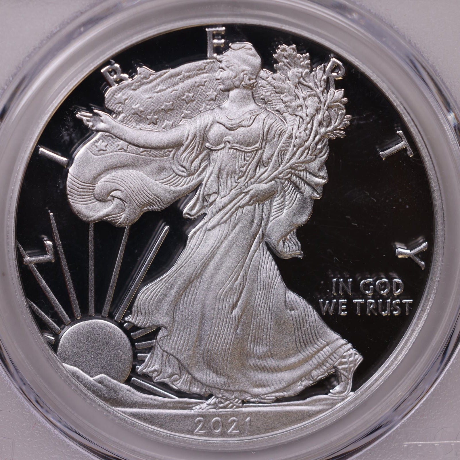 2021-W American Silver Eagle Type 1, First Day of Issue, PCGS PR-70DCAM, Store#AE0356