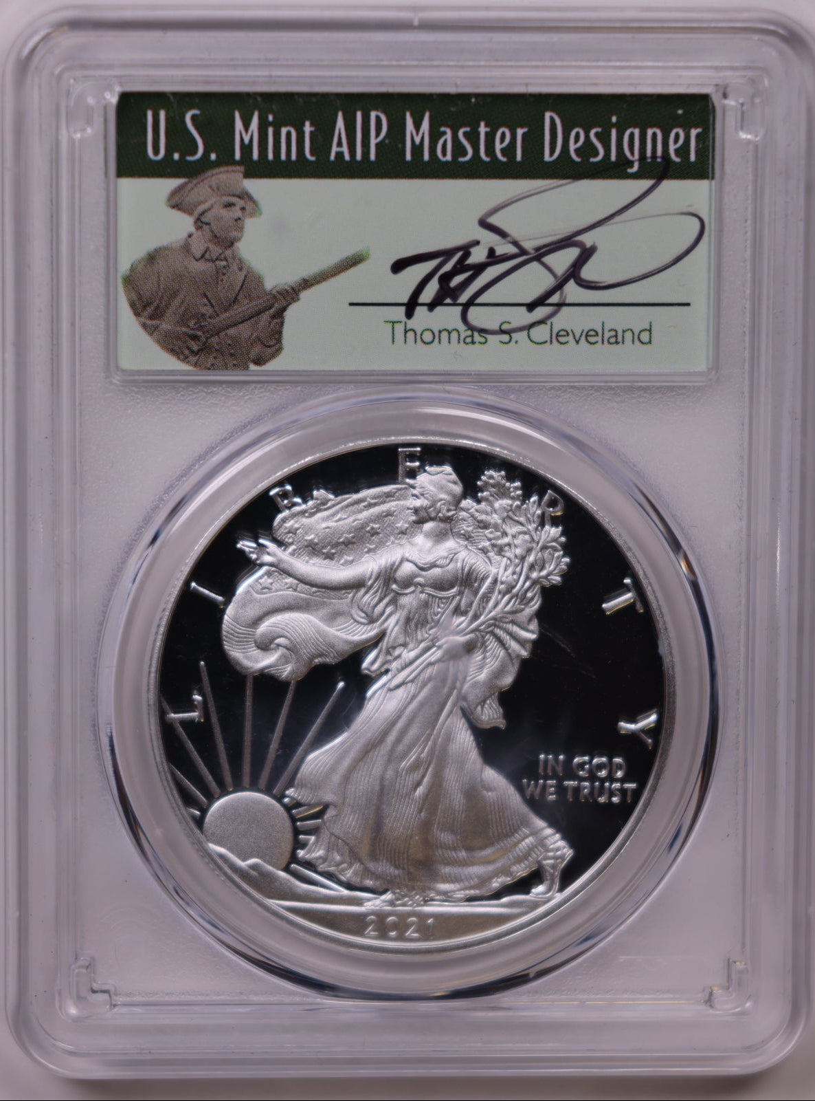 2021-W American Silver Eagle Type 1, First Day of Issue, PCGS PR-70DCAM, Store#AE0357