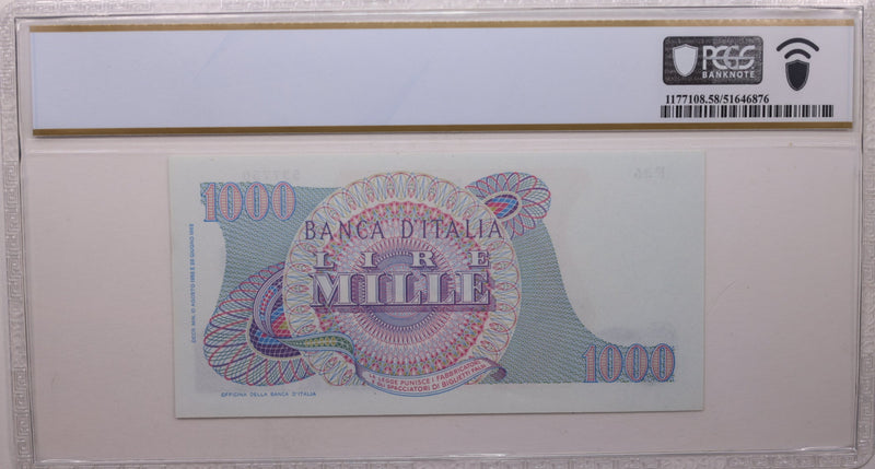 1965 1,000 Lire, Bank of Italy., PCGS AU-58 PPQ., Store