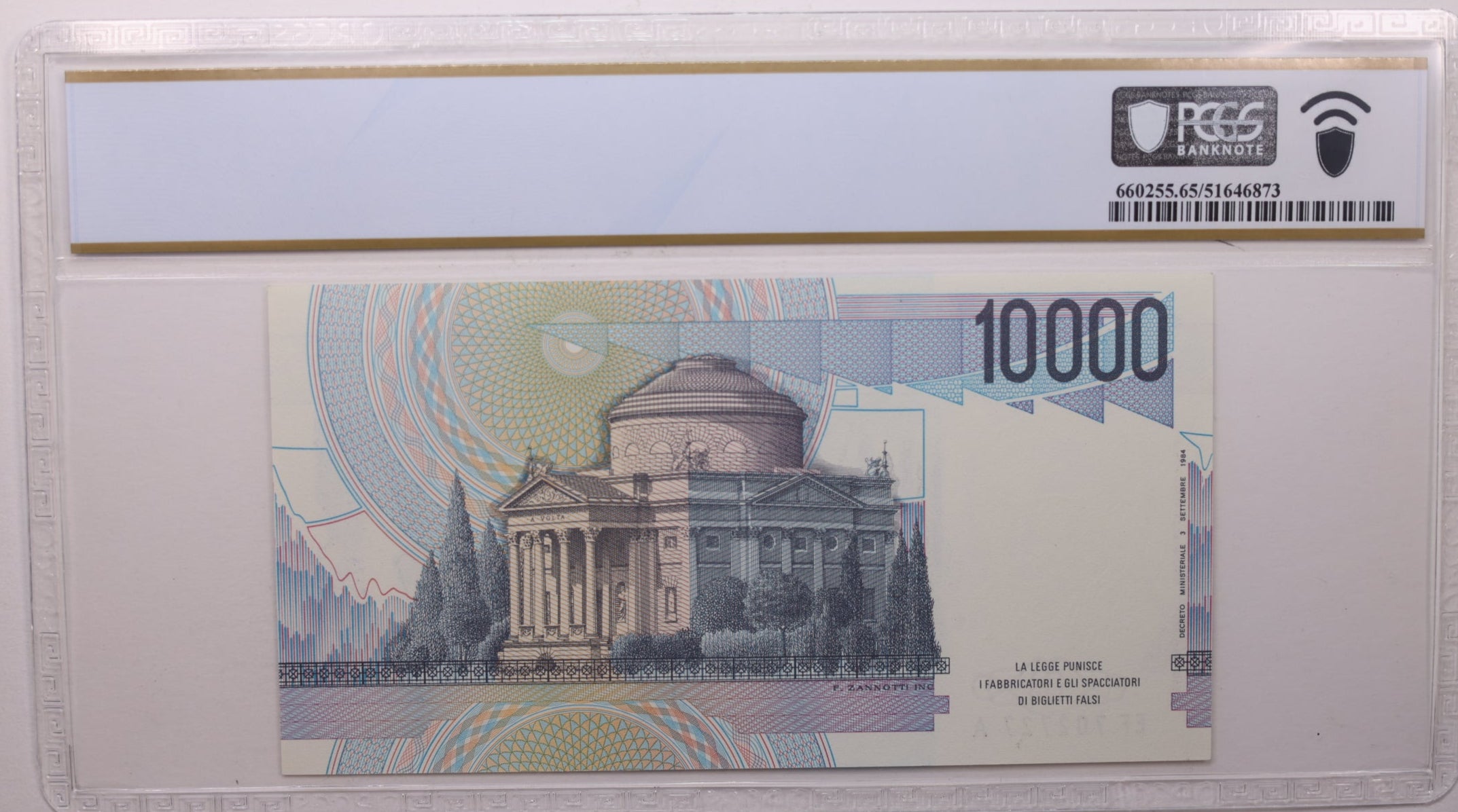 1984 10,000 Lire, Bank of Italy., PCGS CU-65 PPQ., Store #GWC020