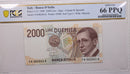 1990 2,000 Lire, Bank of Italy., PCGS CU-66 PPQ., Store