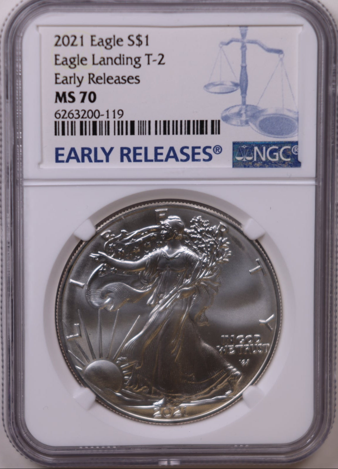 2021 American Silver Eagle Type 2, First Releases, NGC MS-70, Store#AE0364