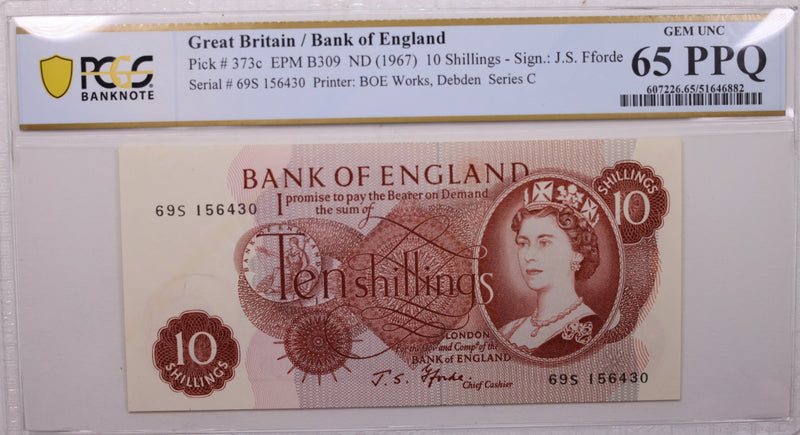 1967 10 Shillings, Great Britain., PCGS CU-65 PPQ., Store