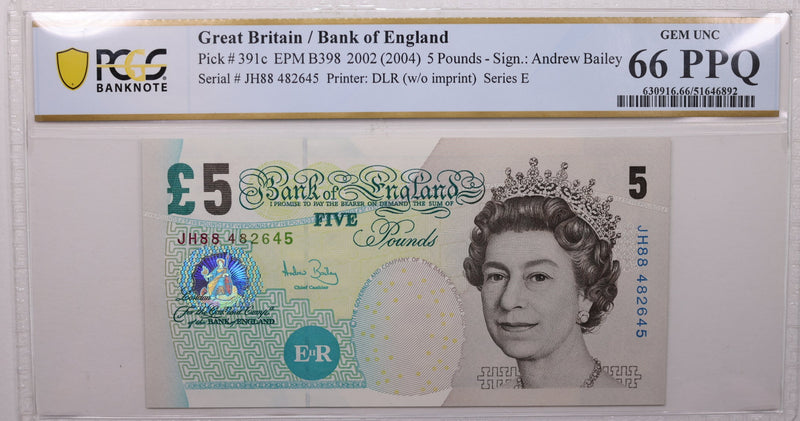 (2004) 5 Pounds, Great Britain., PCGS CU-66 PPQ., Store