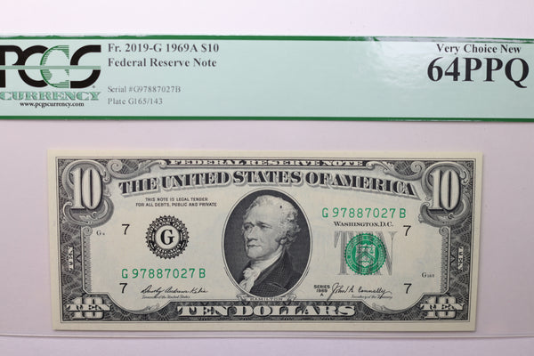1969A $10 Federal Reserve Note, PCGS CU 64 PPQ,  Store Sale #035005