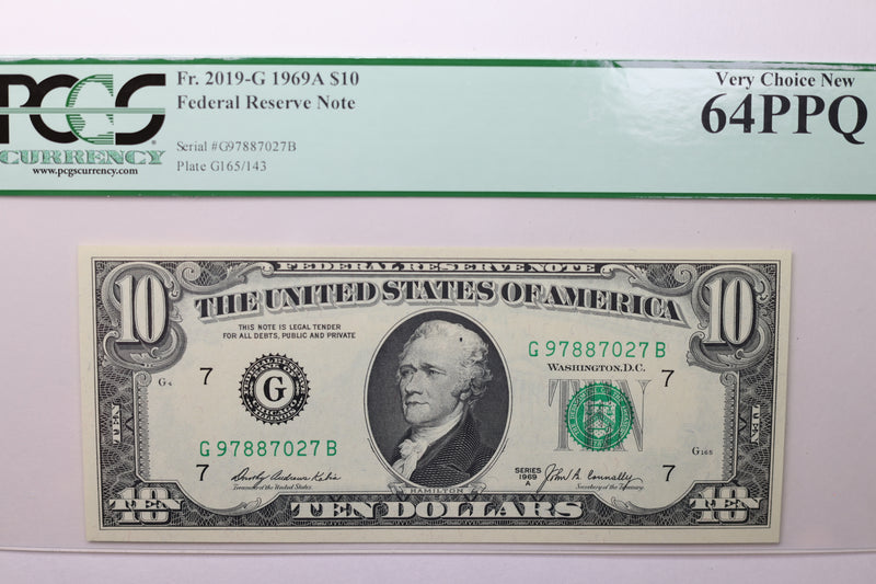 1969A $10 Federal Reserve Note, PCGS CU 64 PPQ,  Store Sale