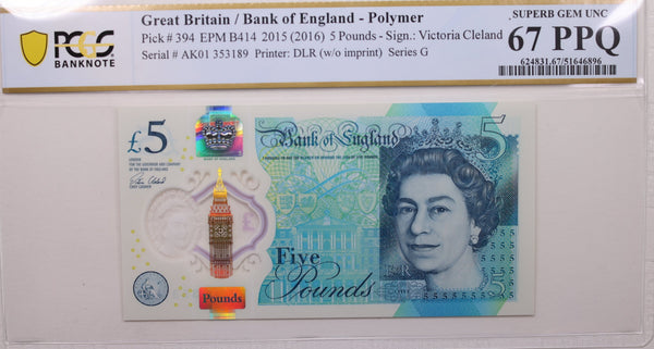 (2016) 5 Pounds, Great Britain., PCGS CU-67 PPQ., Store #GWC031