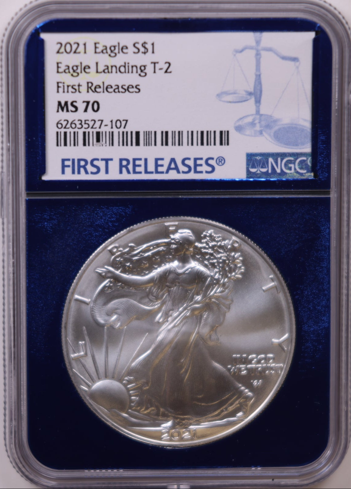 2021 American Silver Eagle Type 2, First Releases, NGC MS-70, Store#AE0366