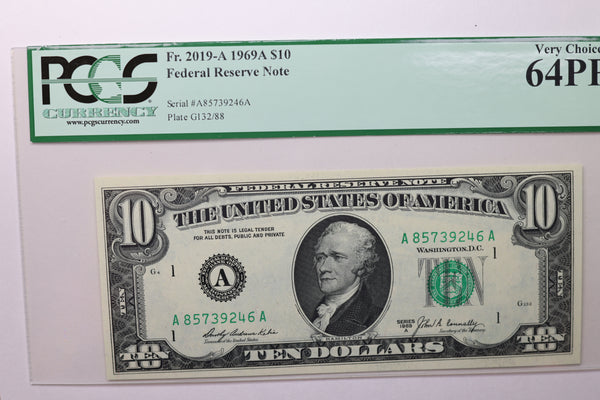 1969A $10 Federal Reserve Note, PCGS CU 64 PPQ,  Store Sale #035006