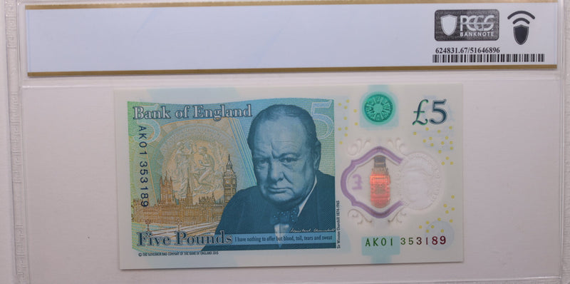 (2016) 5 Pounds, Great Britain., PCGS CU-67 PPQ., Store