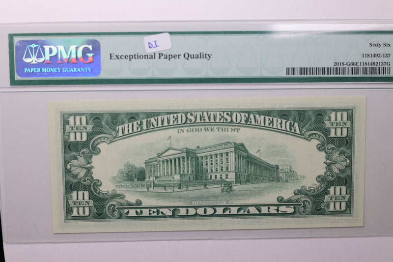 1969  $10 Federal Reserve Note, PMG CU 66 EPQ,  Store Sale