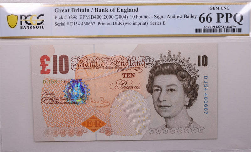 (2004) 10 Pounds, Great Britain., PCGS CU-66 PPQ., Store