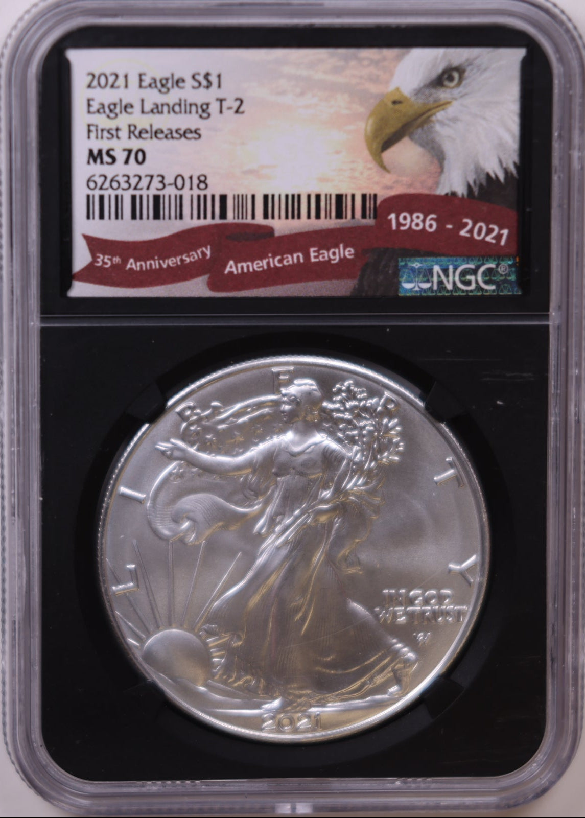 2021 American Silver Eagle Type 2, First Releases, NGC MS-70, Store#AE0367