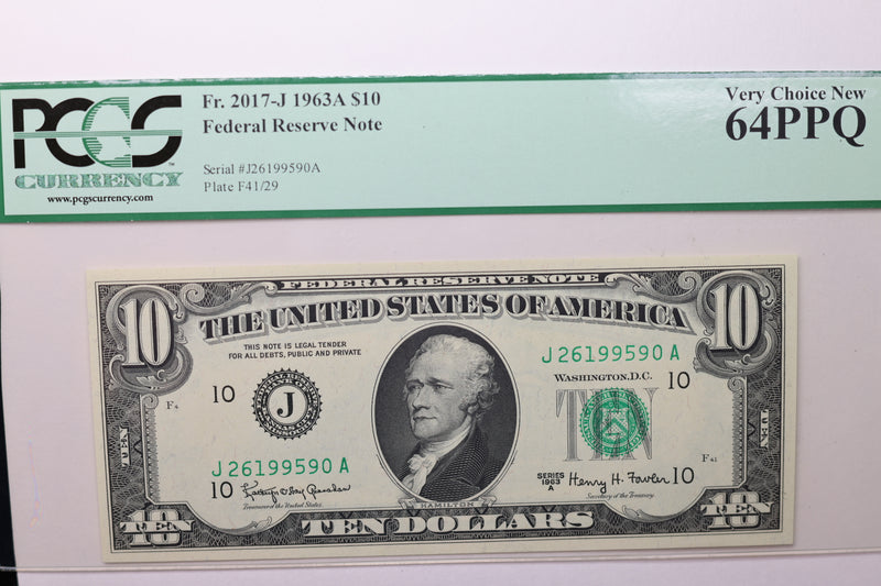 1963A  $10 Federal Reserve Note, PCGS 64 PPQ,  Store Sale