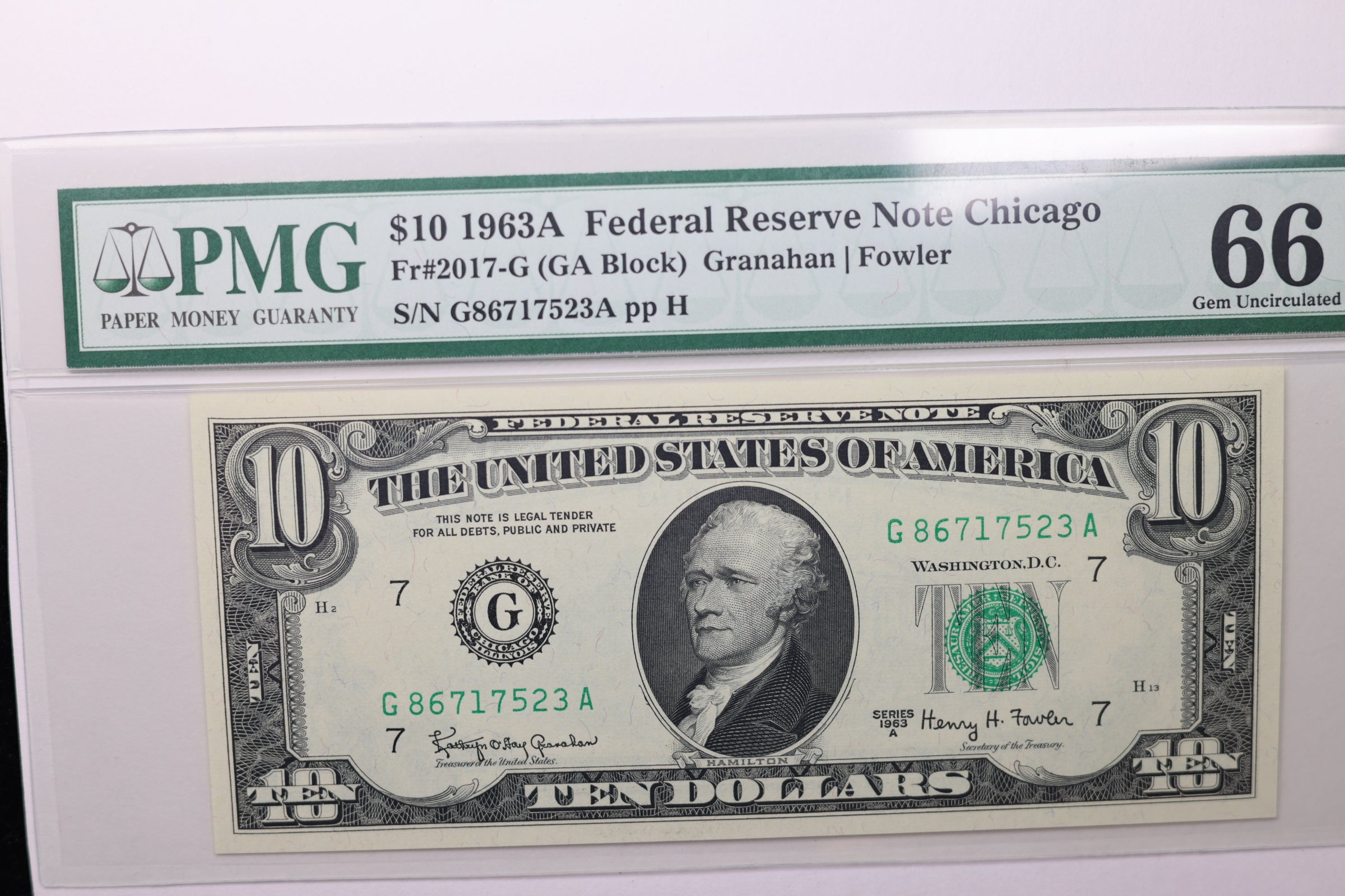 1963A  $10 Federal Reserve Note, PCGS 66 EPQ,  Store Sale #GFRB033