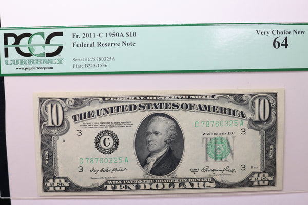 1950A $10 Federal Reserve Note, PCGS 64 PPQ,  Store Sale #GFRB042
