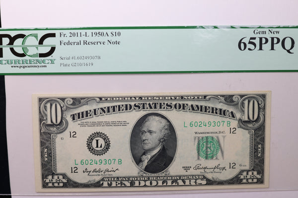 1950A $10 Federal Reserve Note, PCGS 65 PPQ,  Store Sale #035015