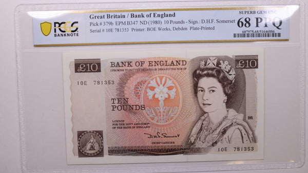 (1980) 10 Pounds, Great Britain., PCGS CU-68 PPQ., Store #GWC043