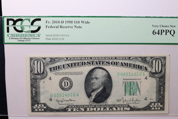 1950 $10 Federal Reserve Note, PCGS 64 PPQ,  Store Sale #GFRB046
