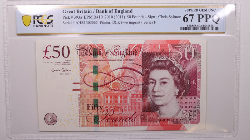 (2011) 50 Pounds, Great Britain., PCGS CU-67 PPQ., Store