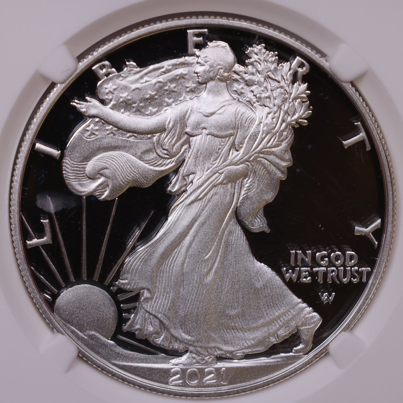 2021-W American Silver Eagle, Eagle Landing T-2, Ultra Cameo, NGC PF-70, Store#AE0372