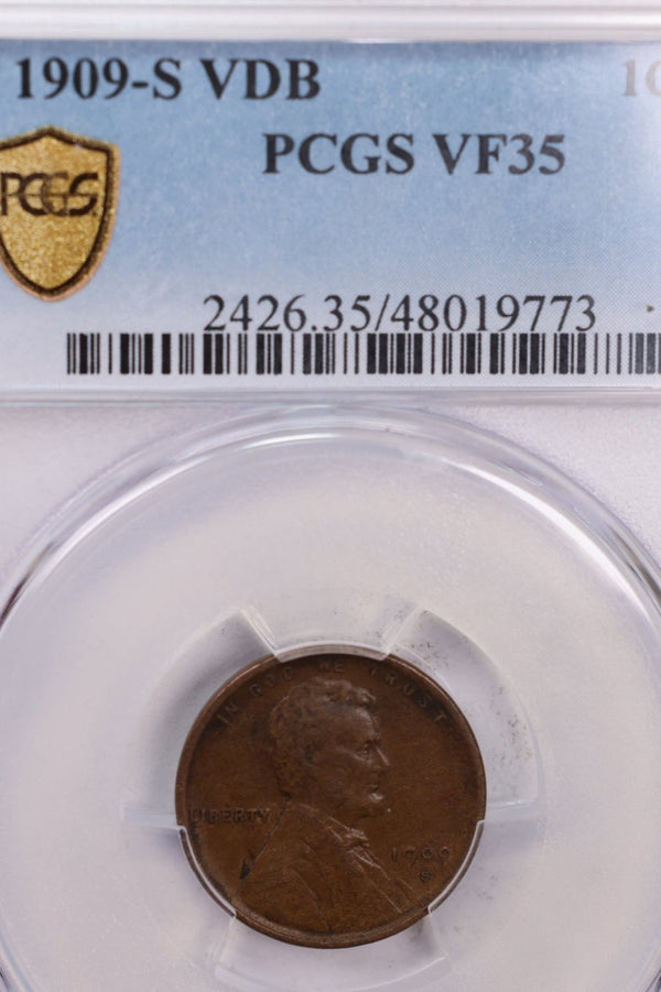 1909-S, V.D.B., Lincoln Wheat Cents., 'Key'., PCGS VF-35., Store #1738
