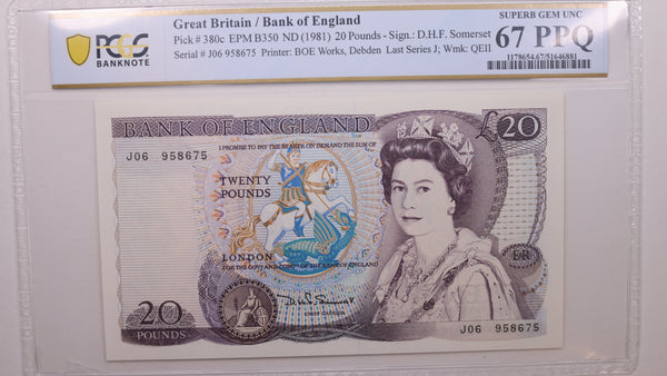 (1981) 20 Pounds, Great Britain., PCGS CU-67 PPQ., Store #GWC046