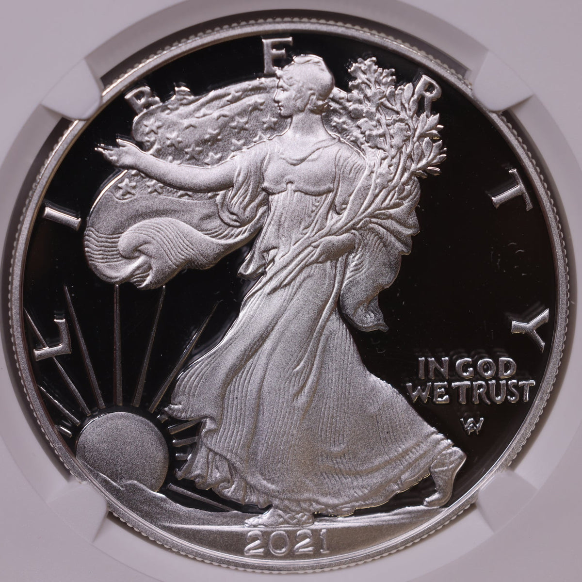 2021-W American Silver Eagle, Eagle Landing T-2, Ultra Cameo, NGC PF-70, Store#AE0373