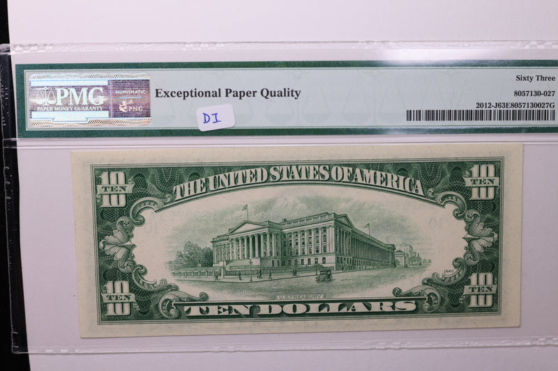 1950B $10 Federal Reserve Note, PMG 63 PPQ,  Store Sale