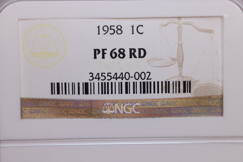 1958 Proof Lincoln Wheat Cents, NGC PF-68 Red., Store